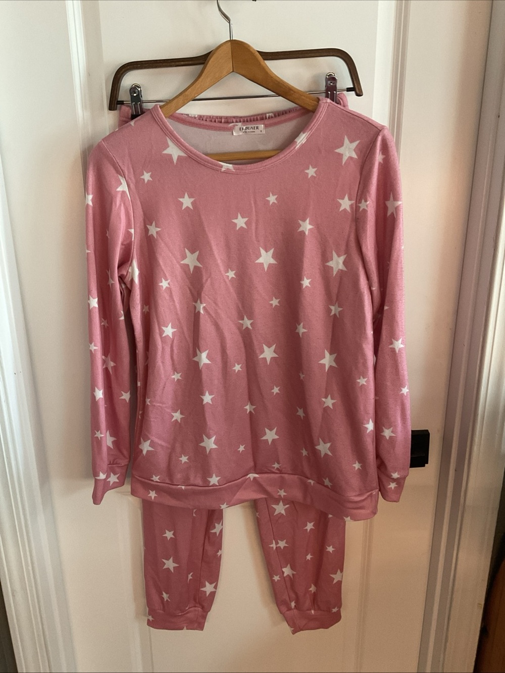Ekouaer - Pink Star Pajama Set - Long Sleeve Top & Jogger Pants - Ladies Size S